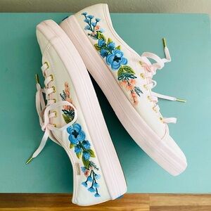 Rifle Paper Co Pink Embroidered Keds Women’s 10 EUC